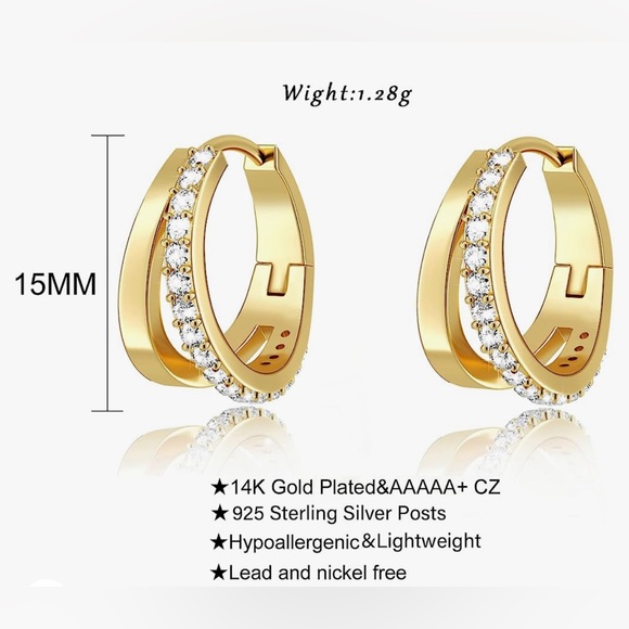 NWT Chunky Hoop Earrings for Women, Trendy 14K Gold or Silver Plated Available - Picture 8 of 13